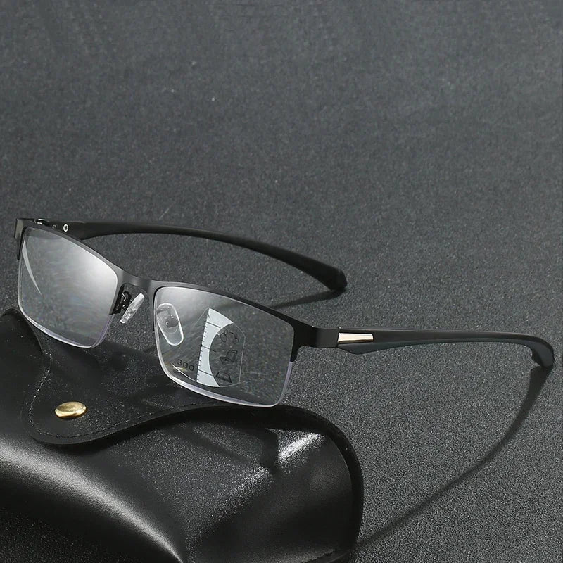 Slim Half-Rim Rectangular Glasses