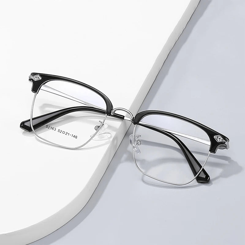 Vintage Square Half-Rim Frame Glasses